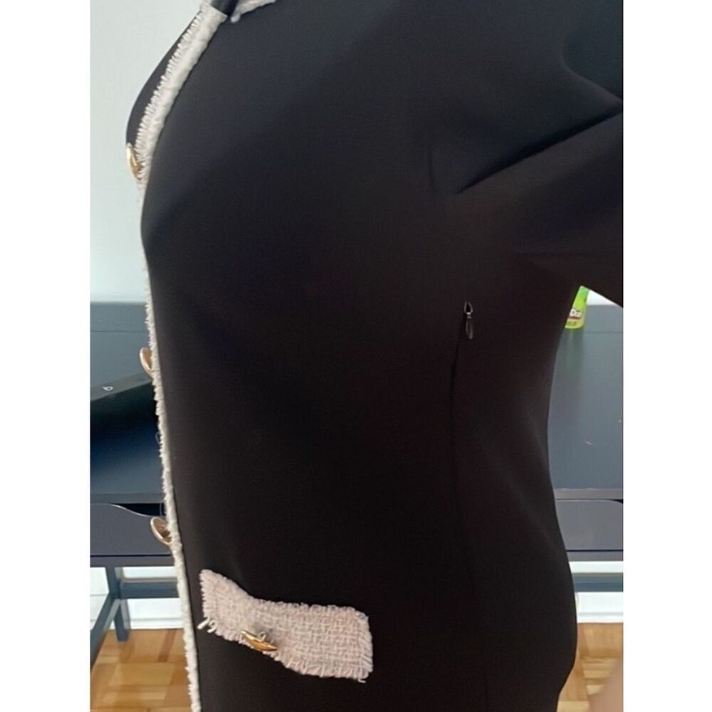 🛍️ Rinascimento Black Mini Dress with Cream Trim - Picture 3 of 8